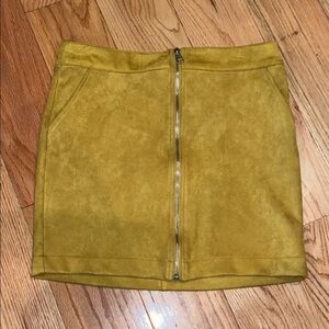 Mustard Yellow Seude Women's Skirt